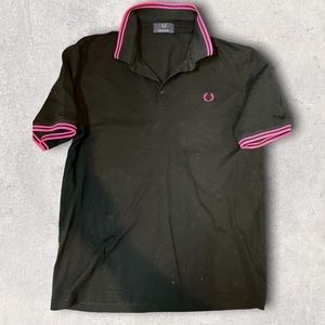 Fred Perry Black Polo Shirt with Pink Trim
